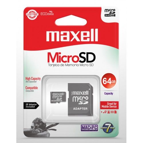 MCSD-64CL10 TARJETA DE MEMORIA 64GB MICRO SDXC CL10 CON ADAPTADOR SD