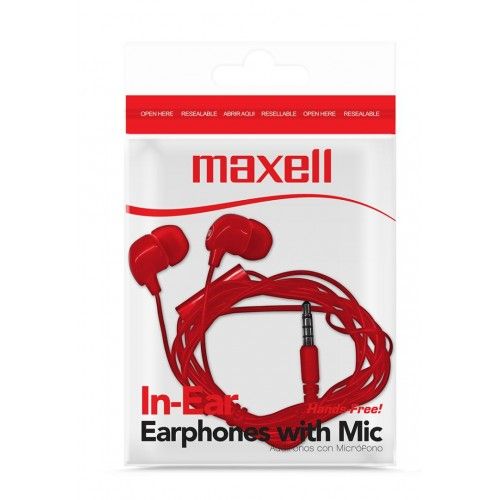 IN-BAX  EARPHONES  W/MIC  RED