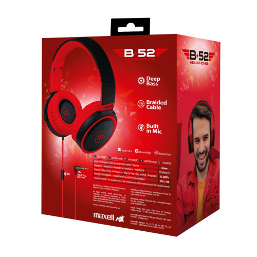HP-B52 FULL SIZE HEADPHONE W/MIC BLACK/RED